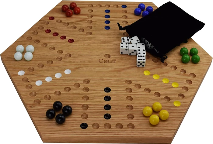 Wahoo Double-Sided Solid Oak Marble Board, a family-friendly wooden game