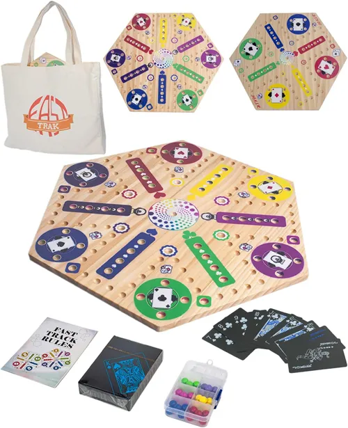 Deluxe Wooden Fast Track & Wahoo Board Game Set